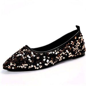 All Over Gold Sequin Flat Party Slip On Shoes